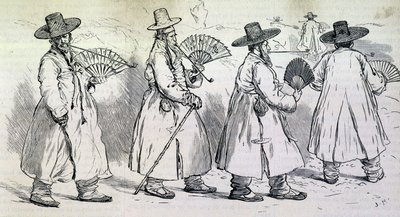 Anmärkningsvärt av byn Sbin Po (Kree) på en promenad (slutet av 1800-talet). av Unknown artist