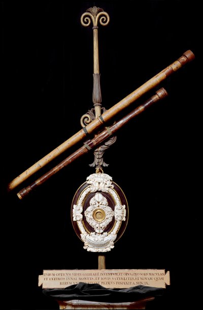 Objektiv lins och astronomisk ram av Galileo eller Galileo Galilei (1564-1642). 1610. Museum of the Story of Science, Florens av Unknown artist