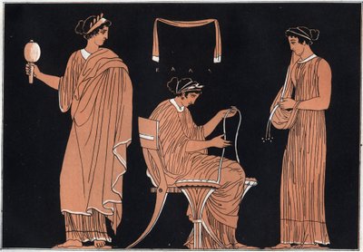Odyssey av Homer: Penelope och hennes tjänare - gravyr från "" Seder och traditioner för alla folk i universum. Det vill säga historien om regeringen, om lagarna, om milisen, om alla nationers religion från tidiga tider till våra dagar "1856 av Unknown artist