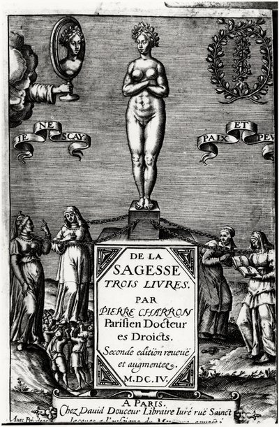Of Wisdom, Three Books av Pierre Charron (1541-1603) av Unknown artist
