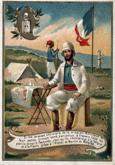 Officer för Marchand-missionen. 1800-talets kromolitografi av Unknown artist