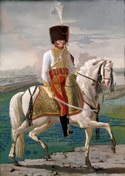 Officer av Velites till häst, militärkår skapad för att hedra kejsar Napoleon I. tempera i början av 1800-talet. Museo Nazionale di San Martino Neapel av Unknown artist