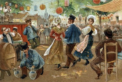 Gammal sed som firas i regionen Flandern: Flemish Fair. Kromolitografi från slutet av 1800-talet. av Unknown artist