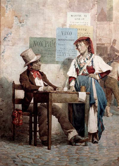 Gubben: den offentliga författaren i Rom. 1800-talets akvarell Rom, Museo del Folklore av Unknown artist