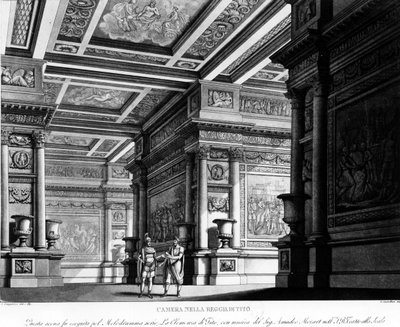 Opera: "" La Clemenza di Tito "", musik av Mozart, i Casa de Milan - gravering i "" Milanos teaterscener "" av Unknown artist