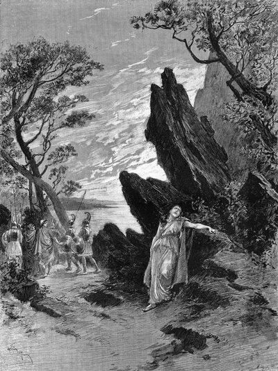 Opera "" Sapho"" av Emile Augier (1820-1889) och Charles Gounod (1818-1893) med sångaren Krauss i sista akten. Gravyr i "" Le Monde Illustré"" av Unknown artist