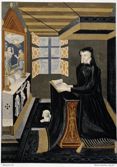 Oratorium av drottning Catherine de Medici (Caterina de Medici) (drottning i bön) - baserat på emalj från 1500-talet, Cluny Museum av Unknown artist