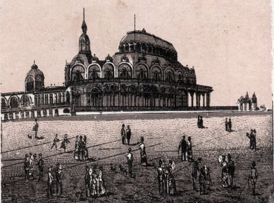 Oostende (Osten), Belgien: utsikt över Kursaal Digue (kasino). i "" Världen illustrerar 168 vyer"" Odaterat (slutet av 1800-talet) av Unknown artist