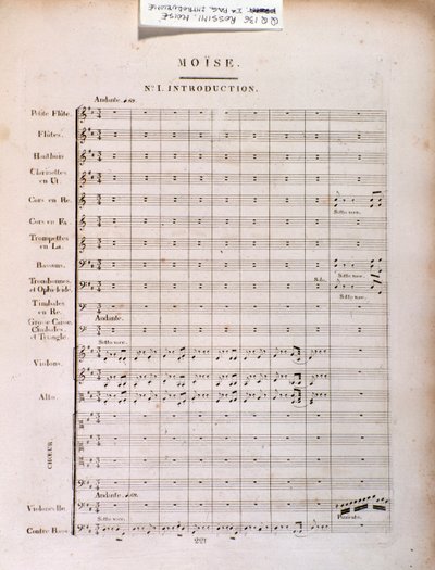 Sida med musikmusik av Moses i Egypten av Gioacchino Rossini av Unknown artist