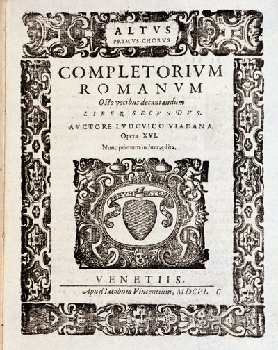 Sida med partitur av Psalmer (op 16) av Ludovico Viadana av Unknown artist