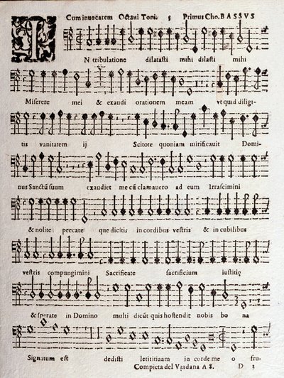 Sida med partitur av Psalmer (op 16) av Ludovico Viadana av Unknown artist