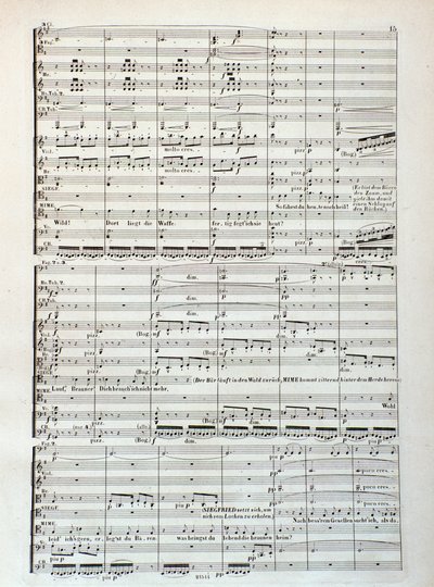 Sida med partitur av Siegfried, opera av Wagner av Unknown artist