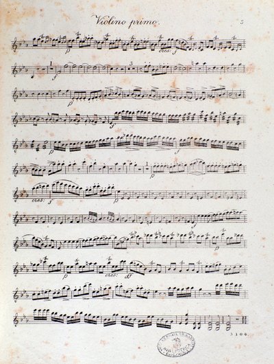 Sida med partitur till ouvertyren av Alruna av Louis Spohr av Unknown artist