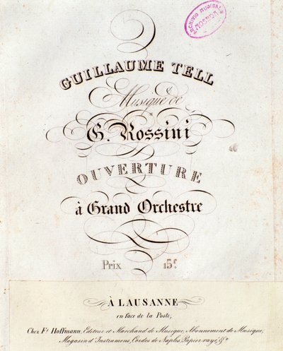 Sida med partitur av William Tells ouvertyr, opera av Gioacchino Rossini av Unknown artist