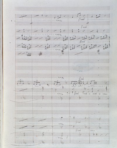 Sida med noterna till Waverley opus 1, ouvertyr av Hector Berlioz av Unknown artist