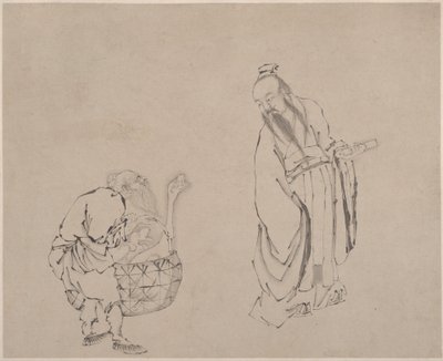 Målning, 1900-tal (blad från ett album; tusch på papper) av Unknown Artist