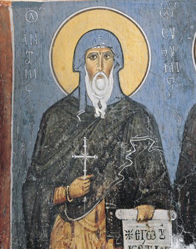 Målningar av St. Anthony, Panagia Ties Asinou-kyrkan, Nikitart, Cypern av Unknown artist