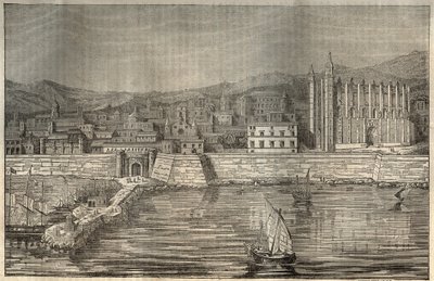 Palma de Mallorca, Mallorca (Majorca), Balearerna - gravyr 1837 av Unknown artist