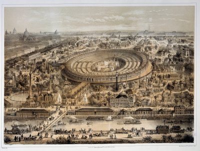 Panoramautsikt över världsutställningen 1867 i Paris. Paris, Musée Carnavalet av Unknown artist