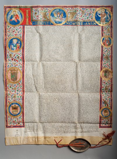 Påvlig tjur. Påven Paulus III, Eukaristik. Pergament. Miniatyrmålning. 1535. av Unknown artist