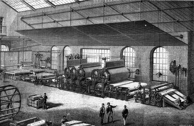 Papperstillverkning på 1800-talet. av Unknown artist
