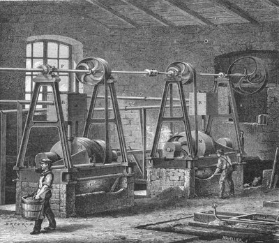 Papperstillverkning på 1800-talet. av Unknown artist
