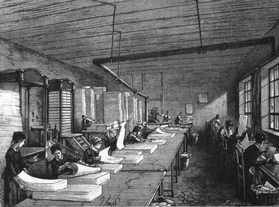 Papperstillverkning på 1800-talet. av Unknown artist