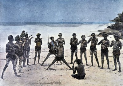 Papua dans på stranden bredvid byn Takapuna (Nya Guinea). av Unknown artist