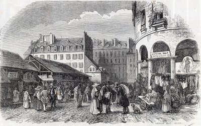 Paris, 3:e arrondissement - La rotunde du Carreau du Temple i Paris på 1800-talet - Gravyr i "" Tableau-de-Paris"" av Edmond Texier av Unknown artist