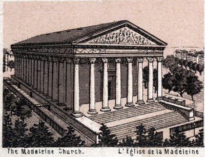 Paris, Frankrike: utsikt över Madeleinekyrkan. i "" Världen illustrerar 168 vyer"" Odaterat (slutet av 1800-talet) av Unknown artist