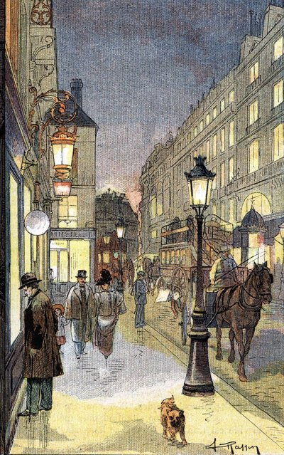 Paris by night, illustration sent 1800-tal. av Unknown artist