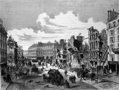 Paris, rivning rue de la Paix för öppnandet av rue de Reaumur. 1868. Gravyr av 1800-talet. av Unknown artist