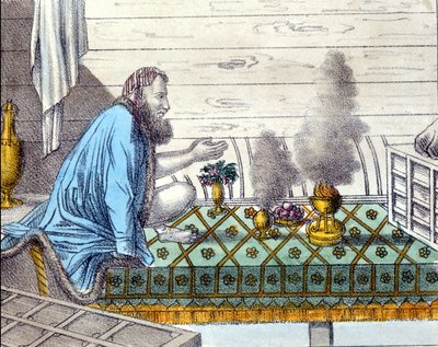 Parsis (ättlingar till zoroastrierna i Persien som emigrerade till Indien från 700-talet) i tillbedjan av eld. av Unknown artist