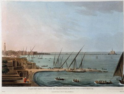 En del av den nya staden på Alexandria, med fyren - i "Utsikter i Egypten, Palestina och andra delar av det osmanska riket"" av Unknown artist
