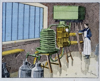 Pastörisering av mjölk - gravyr, sent 1800-tal av Unknown artist