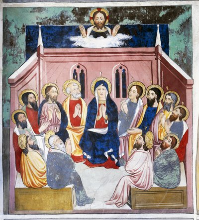 Pingst, Kristi liv (1400-talet), fresker, St Sebastians kapell, Villard-de-Lans, Rhone-Alpes, Frankrike. av Unknown artist