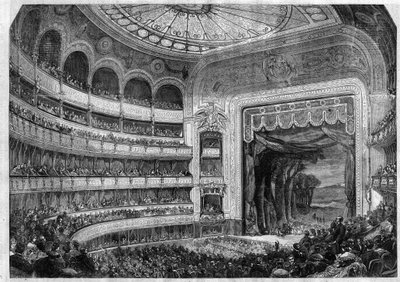 Framförande av en opera: 2:a akten av "" Don Quixote"" av Henri Boulanger, av Miguel de Cervantes på Theatre-Lyrique i Paris - Gravyr i "" Le Journal Illustre"" av Unknown artist
