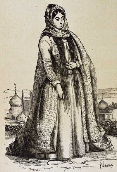 Persien (c19th). Samhälle. Persisk kvinna. Gravyr. Privat samling av Unknown artist