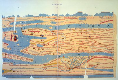 Peutinger bord som representerar de romerska sätten i Egypten och Turkiet. Vägkarta för 1200-talet baserad på en karta över Romarriket under 300-talet. Paris, BN. av Unknown artist