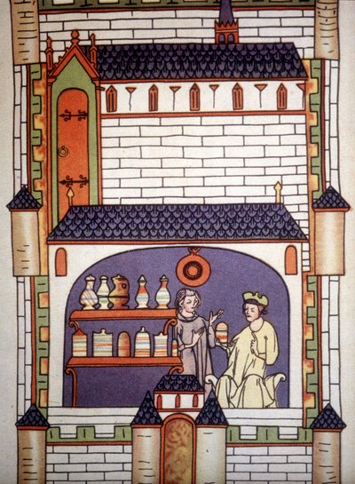 Apotek i ett kloster på 1200-talet - i "Kirurgi"" av Ruggero di Salerno. av Unknown artist