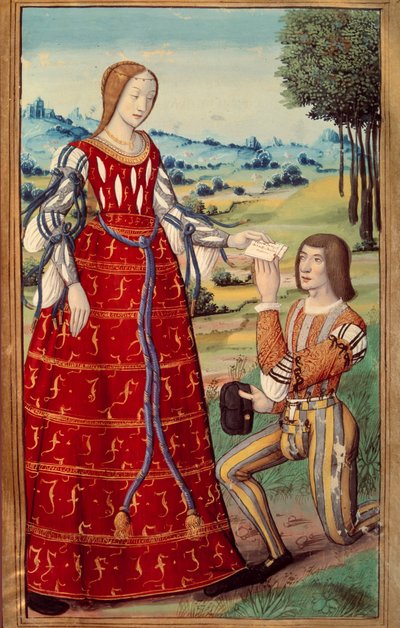 Phedre tenderar ett brev till en miniatyrbudbärare från en översättning av "" L