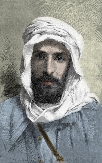 Pierre Paul Francois Camille Savorgnan de Brazza (1852-1905) fransk upptäcktsresande i Afrika _ Porträtt av Pietro Paolo Savorgnan di Brazza eller Pierre Paul Francois Camille Savorgnan de Brazza på franska (1852-1905) Generalguvernör i Kongo francais cirk av Unknown artist