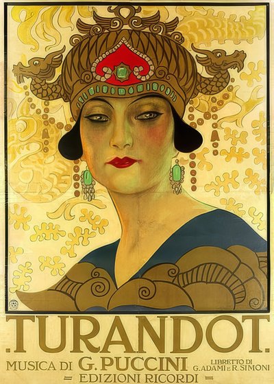 Affisch för operan Turandot i Teatro alla Scala. 1926 av Unknown