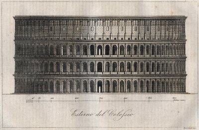 Plan Exterieur du Colisee - Exteriör av Colosseum i Rom - gravyr från "" Seder och traditioner för alla folk i universum. Det är historien om regeringen, om lagarna, om milisen, om religionen för alla nationer från de mest avlägsna tider upp till dagarna av Unknown artist