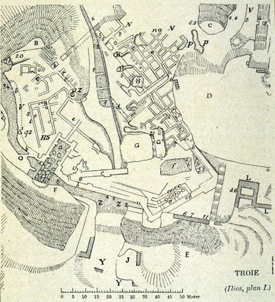 Plan av Troja: Utgrävning av Heinrich Schliemann av Unknown artist