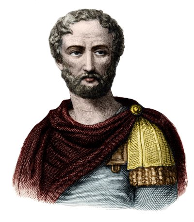 Plinius den äldre (23-79) - Porträtt av Gaius Plinius Secundus den äldre (Plinius den äldre) (Plinio il Vecchio) (23-79), naturforskare och latinsk författare. Gravyr av 1800-talet. Privat samling. av Unknown artist