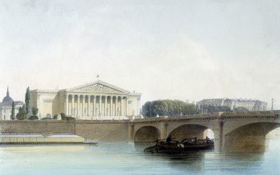 Pont de la Concorde, litografi av Aubrun, sd. 1800-talet. av Unknown artist