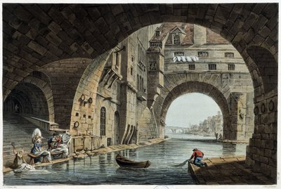 Pont de la Tournelle i Paris sett av J.C.Nattes, publicerad av W.Miller i London-1806 av Unknown artist