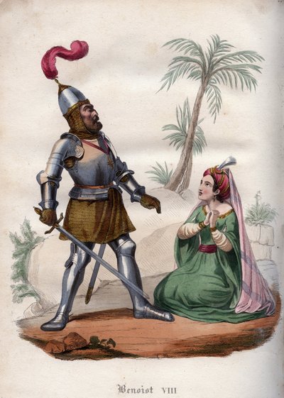 Påven Benedikt VIII (1012-1024) besegrar saracenerna 1016. av Unknown artist