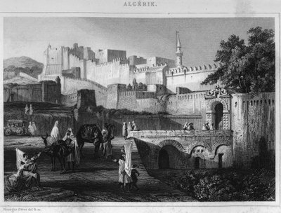 Porte Bab-Azoun i Alger, ett fort som ockuperades av delningen av Escars under Frankrikes erövring av Agery 1830, i "L